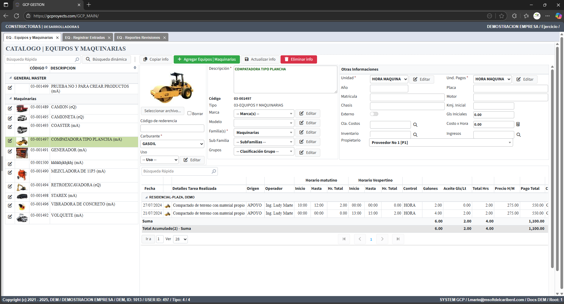Equipos y Maquinarias
